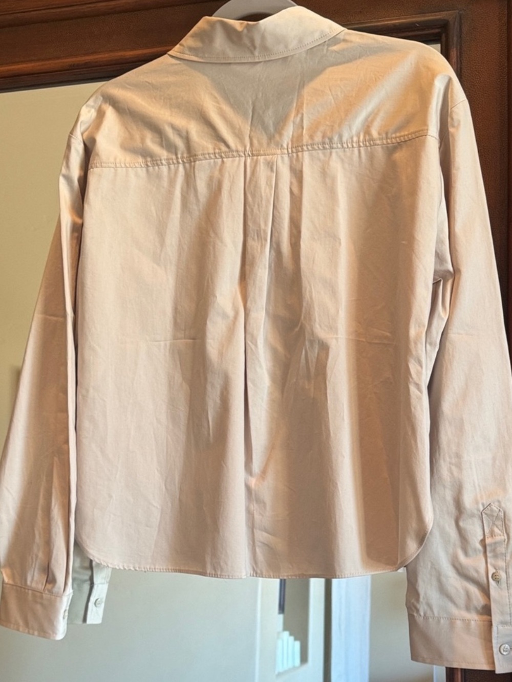 ZARA women’s taupe Button-Down Collared Shirt worn once and laundered M exc